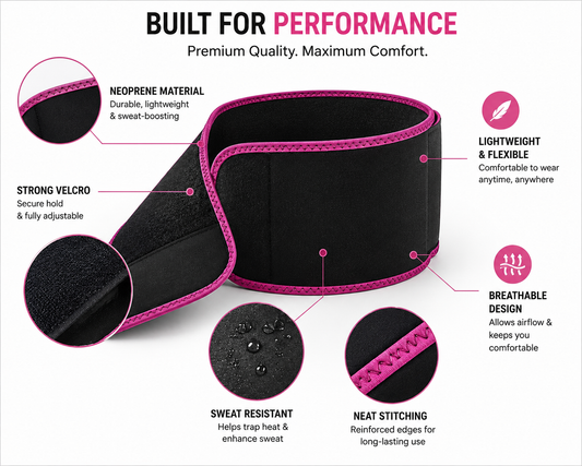 Snekra adjustable waist trimmer belt with neoprene material, strong Velcro closure and reinforced stitching