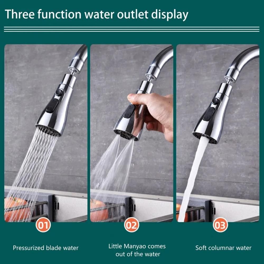 360 Degree Rotating Kitchen Faucet Extender Function - Swivel Tap Aerator for Easy Washing Dishes and Vegetables