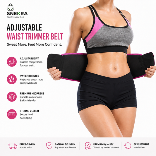 Snekra adjustable waist trimmer belt with neoprene material and secure Velcro fit for workouts
