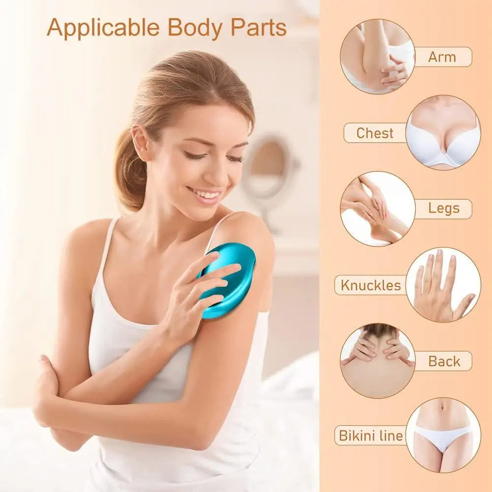 Crystal Hair Remover for Legs Arms Bikini and Chest - Washable Waterproof and Travel Friendly Reusable Hair Eraser for Full Body Use.