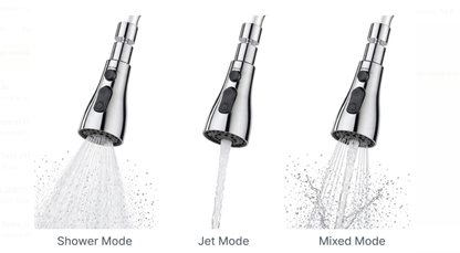 Kitchen Faucet Sprayer 3 Modes - Shower Mode Jet Mode and Mixed Bubble Mode High Pressure Water Saving Nozzle