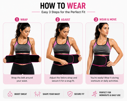 How to wear Snekra adjustable waist trimmer belt with three simple steps for a secure fit