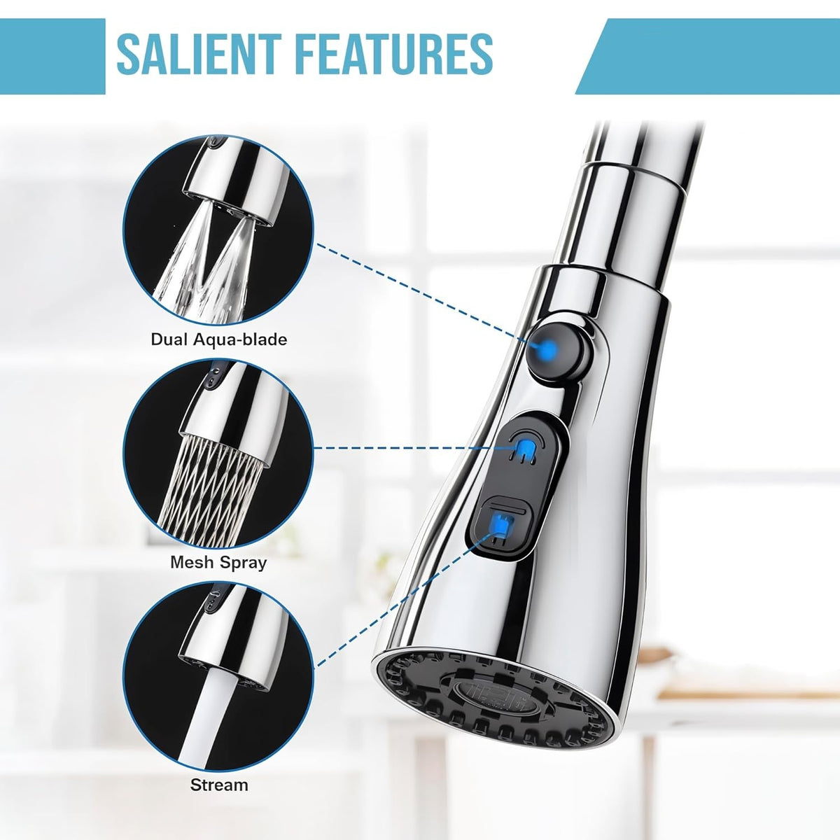 Kitchen Faucet Extender Features Kit Includes 360 Faucet Head 2 Universal Brass Adapters Rubber Washer and Filter