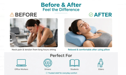 SNEKRA Cervical Neck Stretcher Pillow for Pain Relief | Acupressure Neck Traction Device for Cervical, Spondylitis & Posture Correction - Blue