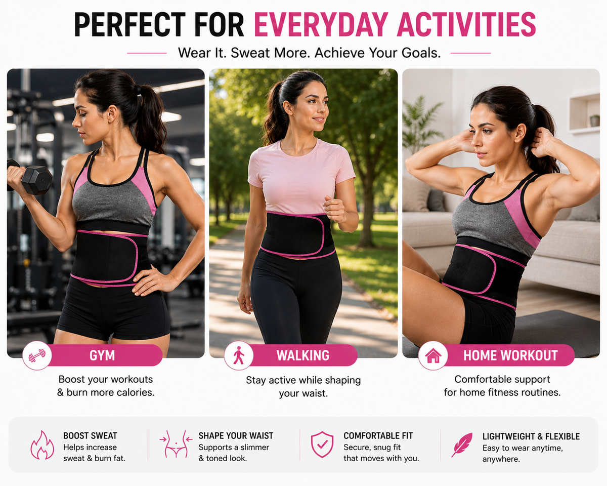 Snekra adjustable waist trimmer belt for gym workouts, walking and home exercise